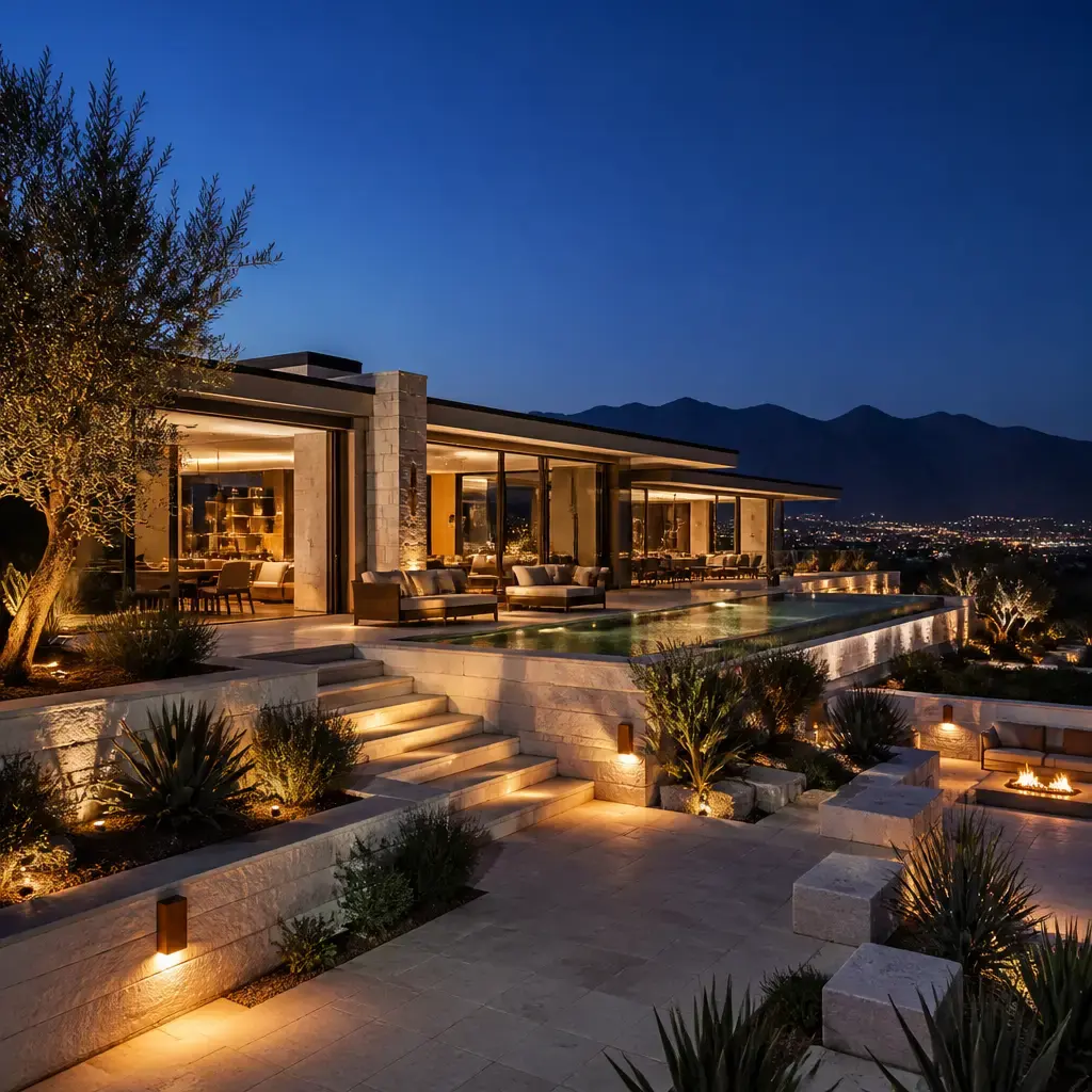 A finished project photographed at twilight
