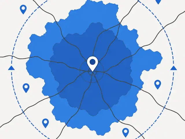 Stylized coverage map of the metro service area