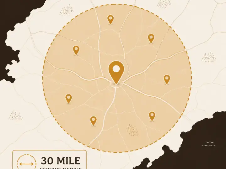 Stylized coverage map of Spokane service area