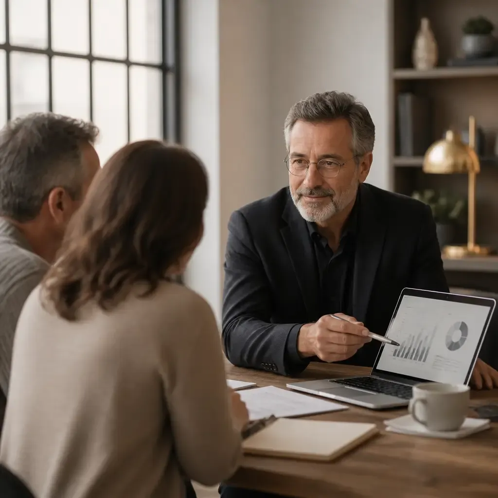 A senior advisor walking a couple through their written plan