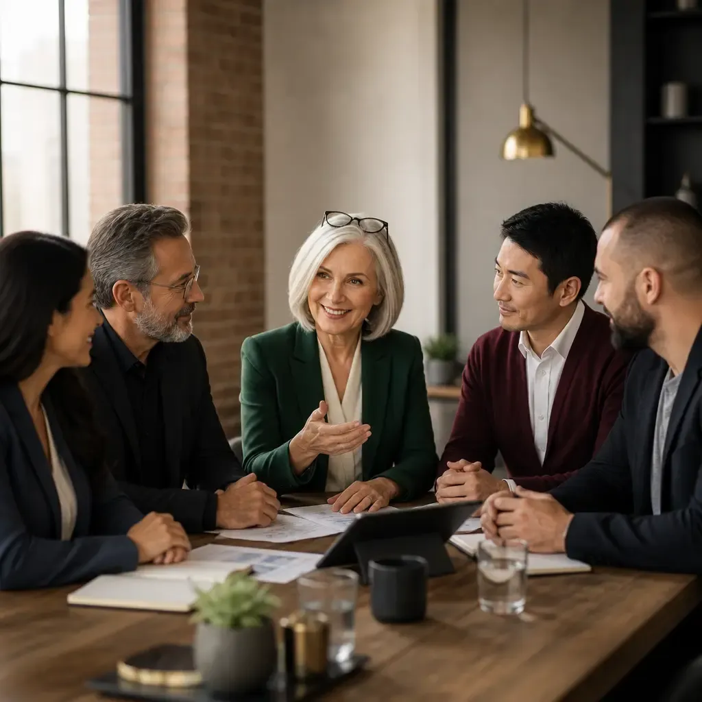 The investment committee in discussion around a table